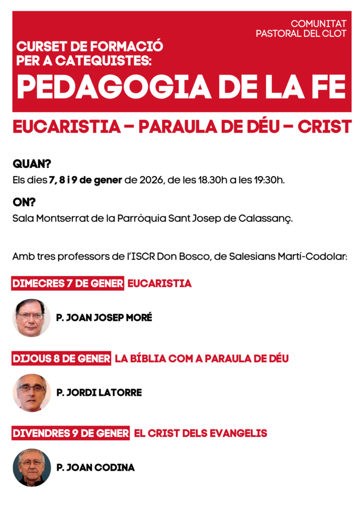 Curset de formació per a catequistes: Pedagogia de la fe